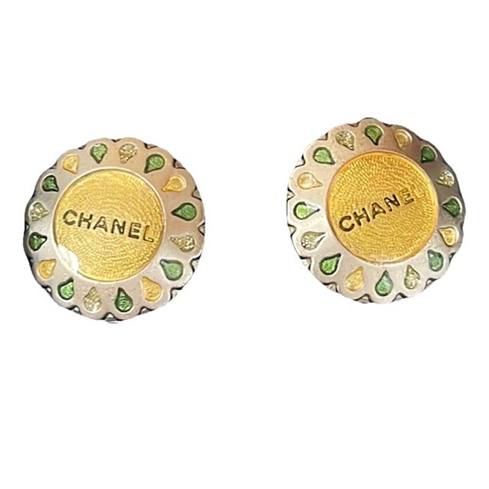 CHANEL Logo Flower Round Earrings